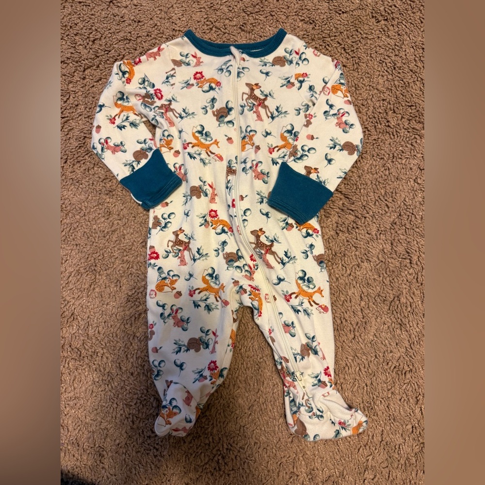 Wonder Nation Cream Animal Print Footie Pajamas
